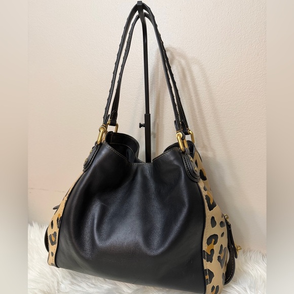 COACH Leaopard Edi Black and Tan Shoulder Bag#32728 - Picture 11 of 16